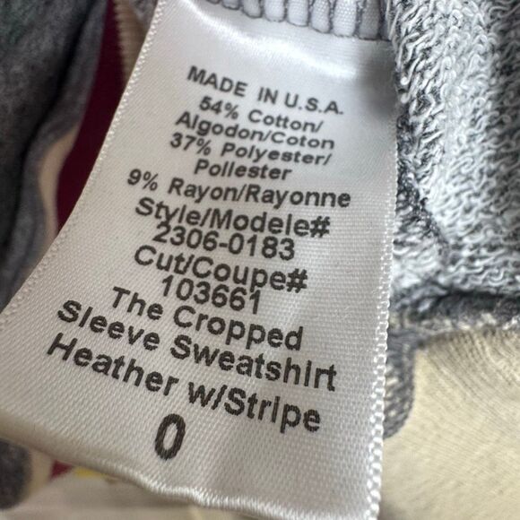 Current Elliott the cropped sleeve sweatshirt heather with stripe size 0 - Picture 5 of 6